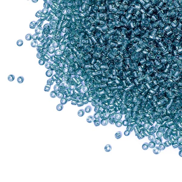 СТЪКЛЕНИ МЪНИСТА СИНЦИ - ТОПЧЕ 2мм - СРЕБРИСТА НИШКА - СИНЬО СВ. 23N - 50 гр. Отвор-0.8мм