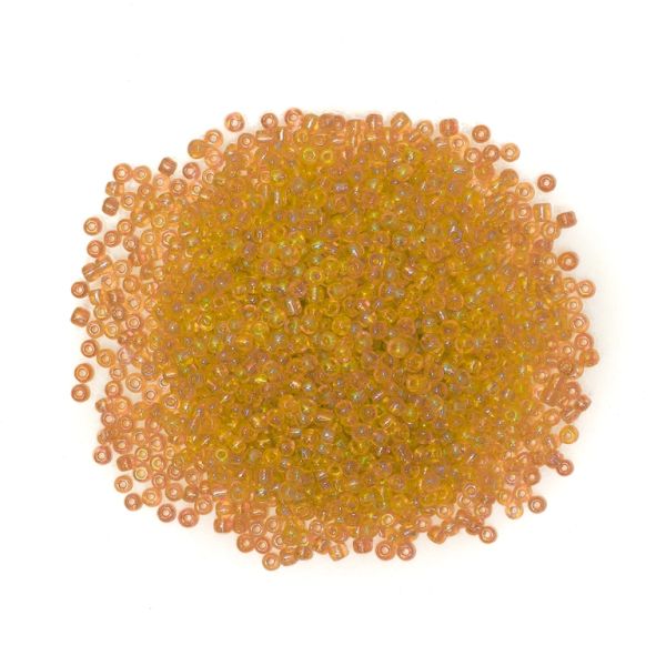 GLASS SEED BEADS - BALL 4mm - TRANSPARENT RAINBOW - GOLD 162СN - PACKAGE 450g Hole-1.5mm