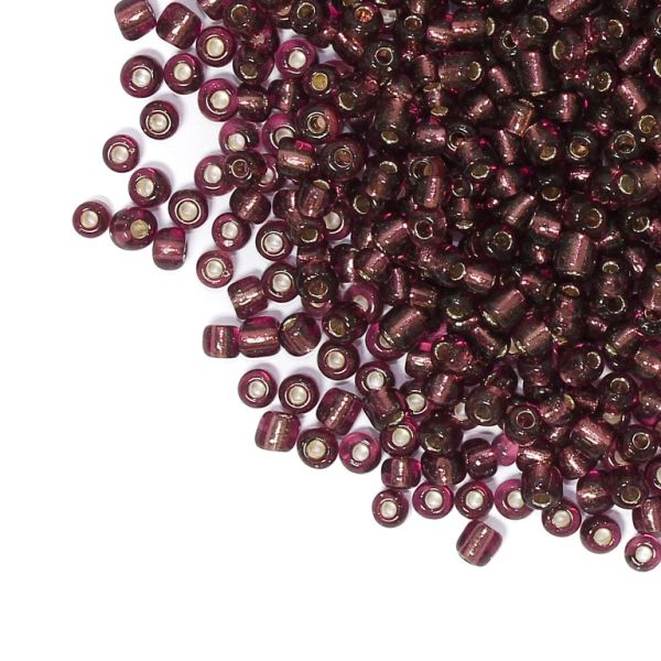GLASS SEED BEADS - BALL 4mm - SILVER THREAD - ROSE DUST (DARK) 56AN - 50g Hole-1.5mm