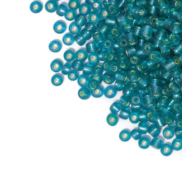 GLASS SEED BEADS - BALL 4mm - SILVER THREAD - TURQUOISE (DARK) 51AN - 50g Hole-1.5mm