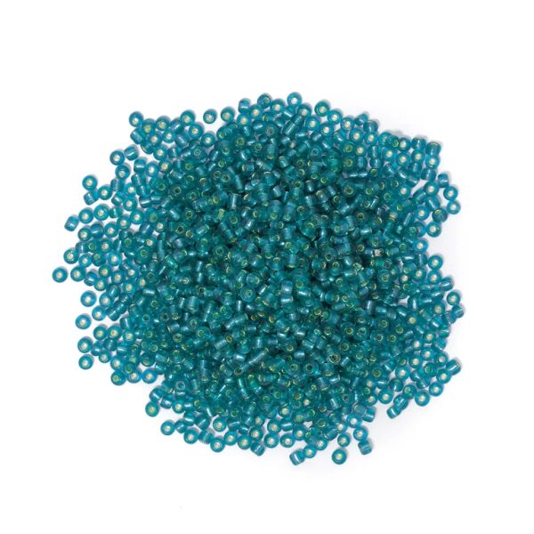 GLASS SEED BEADS - BALL 4mm - SILVER THREAD - TURQUOISE (DARK) 51AN - PACKAGE 450g Hole-1.5mm
