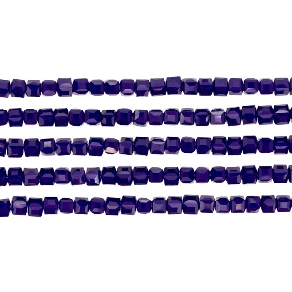 GLASS BEADS - CRYSTALS - CUBE 4x4mm - OPAQUE - BLUE (DARK) 058А - PACKAGE (5x98pcs.) Hole-1.2mm
