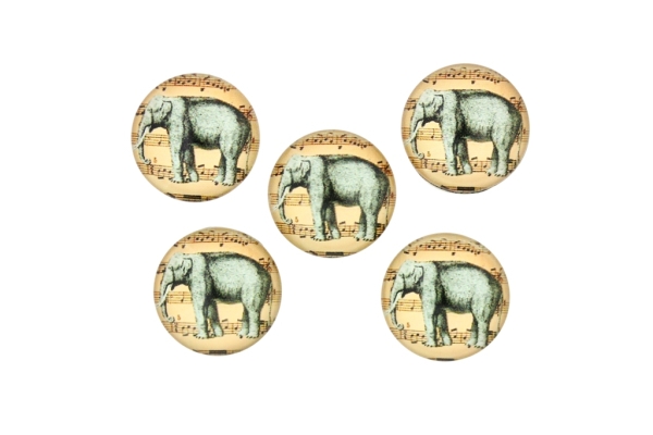 GLASS BEADS - CABOCHONS PATTERN - ROUND 20 MM - ANIMALS - ELEPHANT GRAY - 25 pcs.