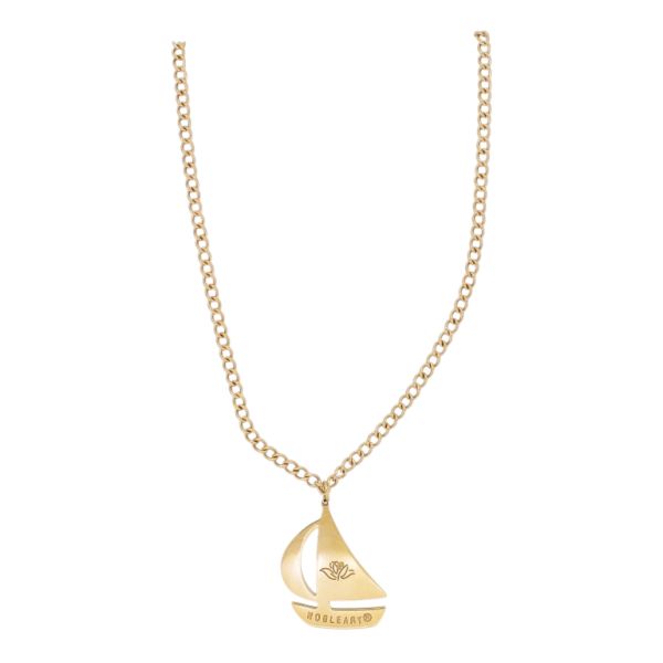 БИЖУТЕРИЯ - КОЛИЕ - МЕСИНГ - КОРАБ K155 - 1.9х2.2см ЗЛАТИСТО РОЗОВО - 1 бр.