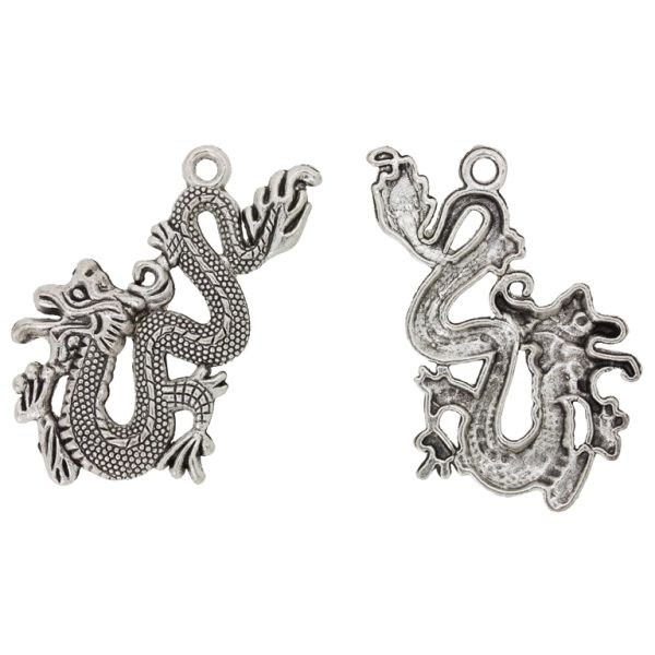 МЕТАЛНИ МЪНИСТА - ВИСУЛКА - ДРАКОН 03 - 32х53х3мм НИКЕЛ - ПАКЕТ 10 бр. Отвор-3.0мм