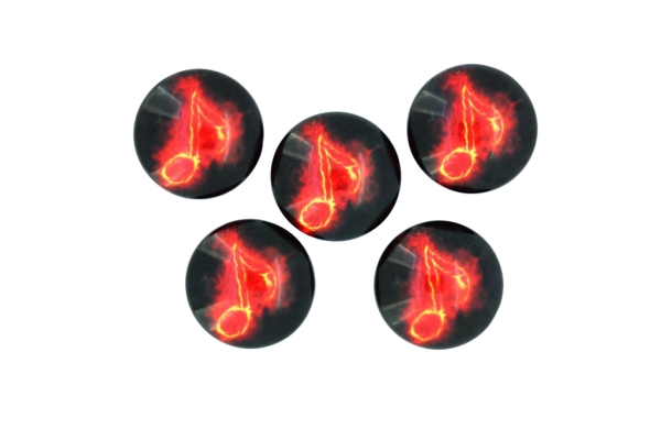 GLASS BEADS - CABOCHONS PATTERN - ROUND 20 MM - MUSIC - NOTE - 25 pcs.