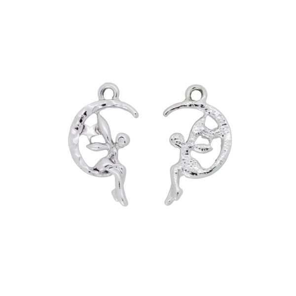 МЕТАЛНИ МЪНИСТА - ВИСУЛКА - ФЕЯ 07 - 14х25х2мм СРЕБРИСТО - 2 бр. Отвор-1.8мм