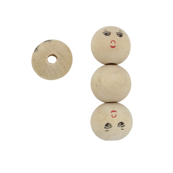 ДЪРВЕНИ МЪНИСТА - ТОПЧЕ С УСМИВКА 04 - 20мм НАТУРАЛНО Т. - 10 бр. Отвор-4.5мм