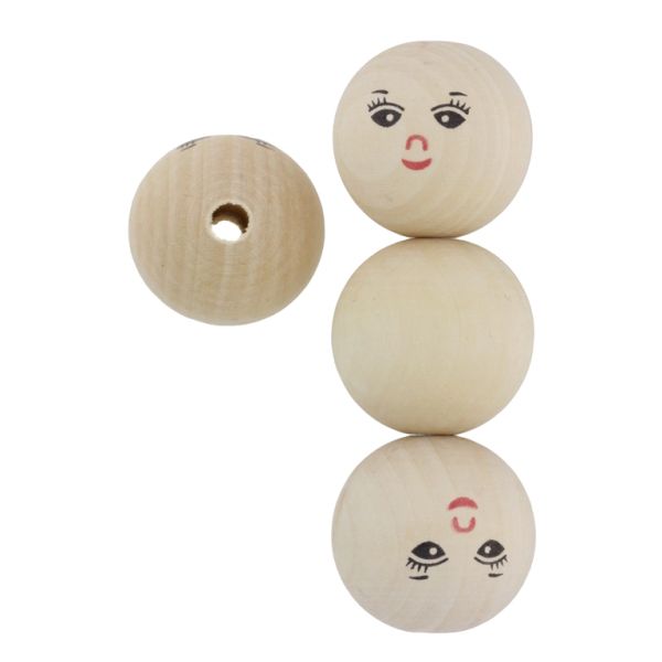 ДЪРВЕНИ МЪНИСТА - ТОПЧЕ С УСМИВКА 04 - 35мм НАТУРАЛНО - 1 бр. Отвор-6.5мм