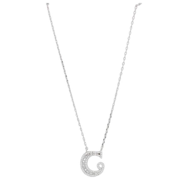 JEWELRY - NECKLACE - BRASS AND ZIRCON - LETTER G К177 - 1.5x1.9cm NICKEL AND WHITE - 1pc.