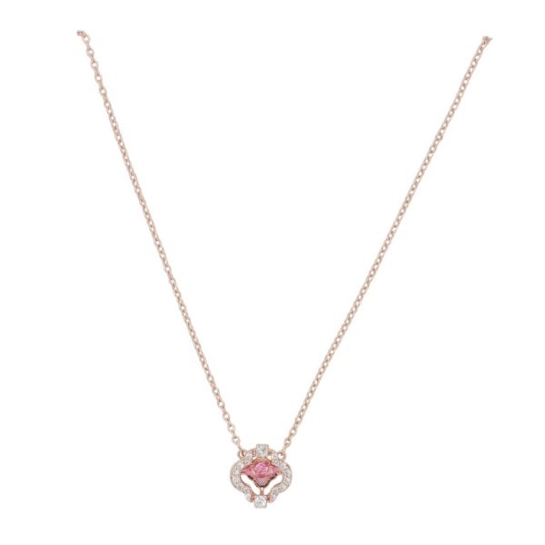 JEWELRY - NECKLACE - BRASS AND ZIRCON - CLOVER К174 - 1.0x1.0cm ROSE GOLD-PINK-WHITE - 1pc.