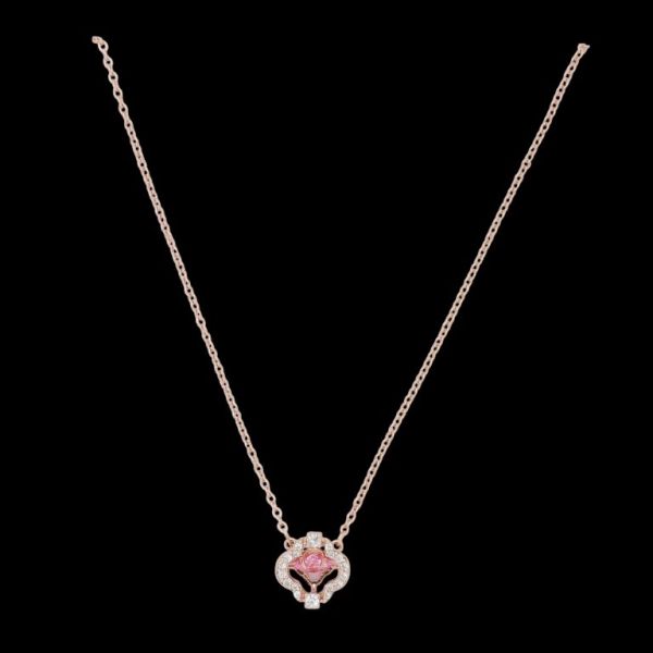 JEWELRY - NECKLACE - BRASS AND ZIRCON - CLOVER К174 - 1.0x1.0cm ROSE GOLD-PINK-WHITE - PACKAGE 6pcs.