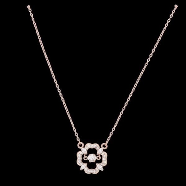 JEWELRY - NECKLACE - BRASS AND ZIRCON - CLOVER К208 - 1.5x1.6cm ROSE GOLD AND WHITE - PACKAGE 6pcs.