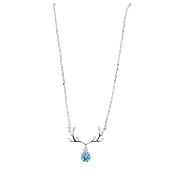 JEWELRY - NECKLACE - BRASS AND ZIRCON - DEER К193 - 2.5x2.2cm NICKEL-WHITE-BLUE (LIGHT) - PACKAGE 6pcs.