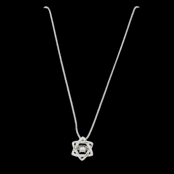 JEWELRY - NECKLACE - BRASS AND ZIRCON - STAR К215 - 1.1x1.2cm NICKEL AND WHITE - 1pc.