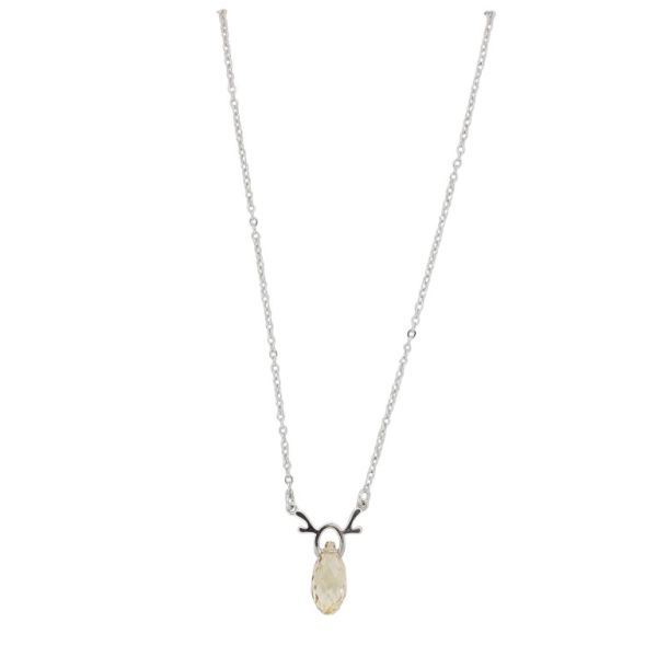 JEWELRY - NECKLACE - BRASS AND ZIRCON - DROP К187 - 1.4x2.0cm NICKEL AND BEIGE - 1pc.