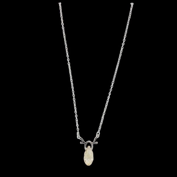 JEWELRY - NECKLACE - BRASS AND ZIRCON - DROP К187 - 1.4x2.0cm NICKEL AND BEIGE - 1pc.