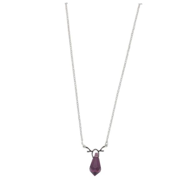 JEWELRY - NECKLACE - BRASS AND ZIRCON - DROP К188 - 1.4x2.1cm NICKEL AND PURPLE - 1pc.