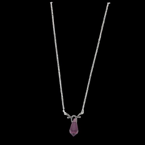 JEWELRY - NECKLACE - BRASS AND ZIRCON - DROP К188 - 1.4x2.1cm NICKEL AND PURPLE - PACKAGE 6pcs.
