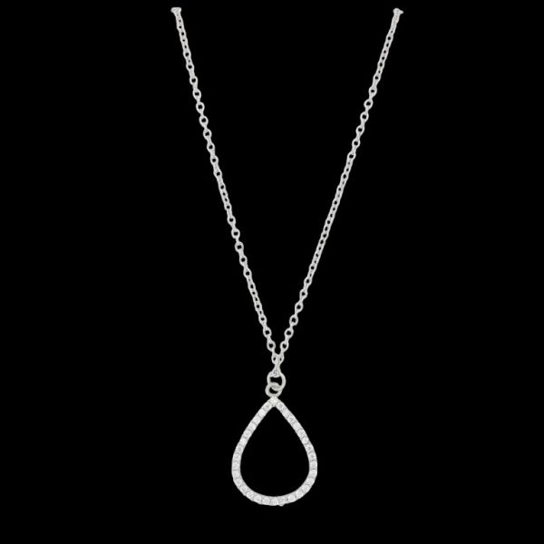 JEWELRY - NECKLACE - BRASS AND ZIRCON - DROP К194 - 1.7x2.5cm NICKEL AND WHITE - 1pc.