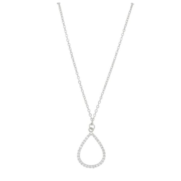 JEWELRY - NECKLACE - BRASS AND ZIRCON - DROP К194 - 1.7x2.5cm NICKEL AND WHITE - PACKAGE 6pcs.