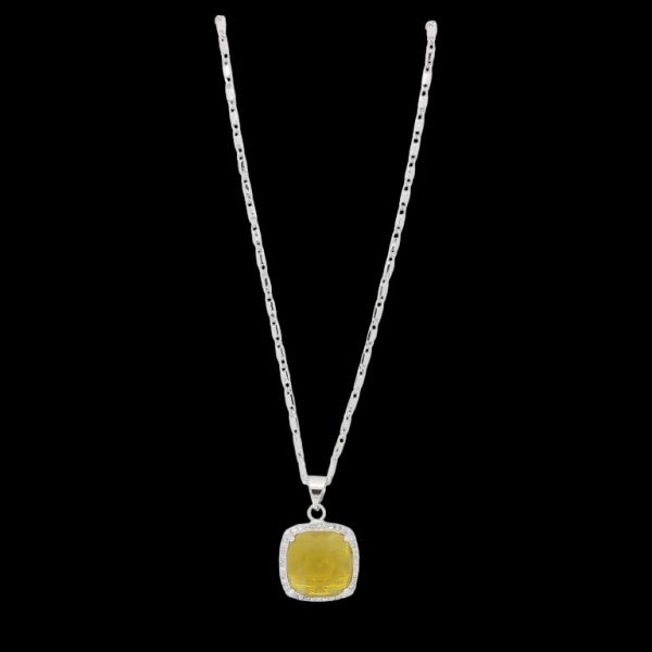 JEWELRY - NECKLACE - BRASS AND ZIRCON - SQUARE К213 - 1.5x2.3cm NICKEL-WHITE-YELLOW - PACKAGE 6pcs.