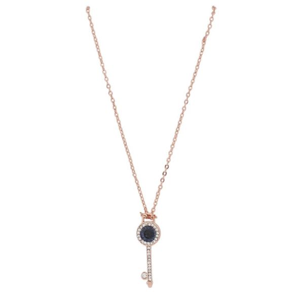 JEWELRY - NECKLACE - BRASS AND ZIRCON - KEY К172 - 1.0x3.2cm ROSE GOLD-WHITE-BLACK - 1pc.