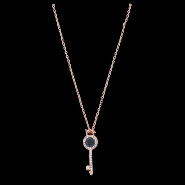 JEWELRY - NECKLACE - BRASS AND ZIRCON - KEY К172 - 1.0x3.2cm ROSE GOLD-WHITE-BLACK - 1pc.