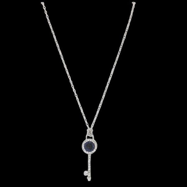 JEWELRY - NECKLACE - BRASS AND ZIRCON - KEY К172 - 1.0x3.2cm NICKEL-WHITE-BLACK - 1pc.