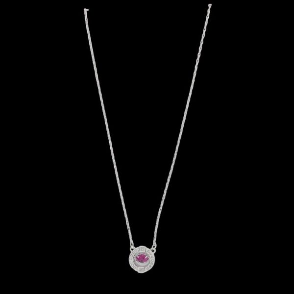 JEWELRY - NECKLACE - BRASS AND ZIRCON - CIRCLE К171 - 1.0x1.0cm NICKEL-WHITE-CYCLAMEN - 1pc.