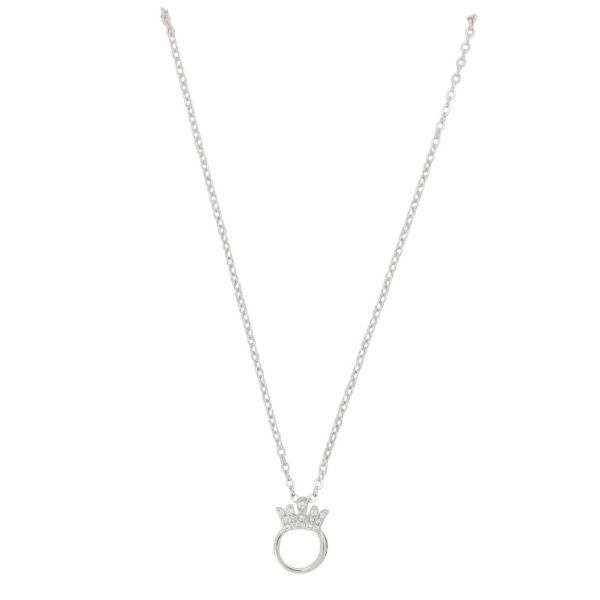 JEWELRY - NECKLACE - BRASS AND ZIRCON - CIRCLE WITH CROWN К182 - 0.9x1.3cm NICKEL AND WHITE - 1pc.