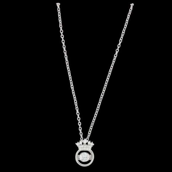 JEWELRY - NECKLACE - BRASS AND ZIRCON - CIRCLE WITH CROWN К183 - 0.9x1.3cm NICKEL AND WHITE - 1pc.