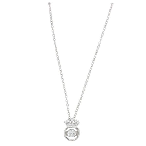 JEWELRY - NECKLACE - BRASS AND ZIRCON - CIRCLE WITH CROWN К183 - 0.9x1.3cm NICKEL AND WHITE - PACKAGE 6pcs.