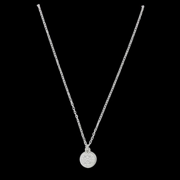 JEWELRY - NECKLACE - BRASS AND ZIRCON - CIRCLES К181 - 1.0x1.1cm NICKEL AND WHITE - 1pc.