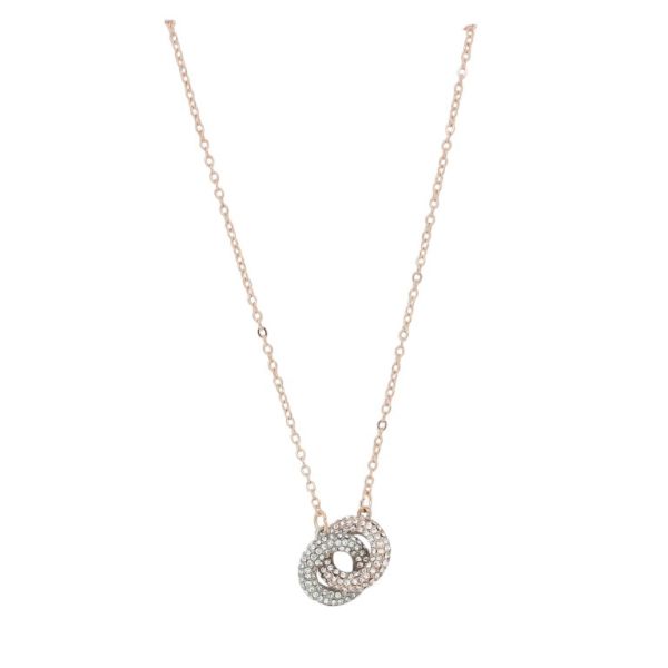 JEWELRY - NECKLACE - BRASS AND ZIRCON - CIRCLES К211 - 2.0x1.2cm ROSE GOLD-NICKEL-WHITE - PACKAGE 6pcs.
