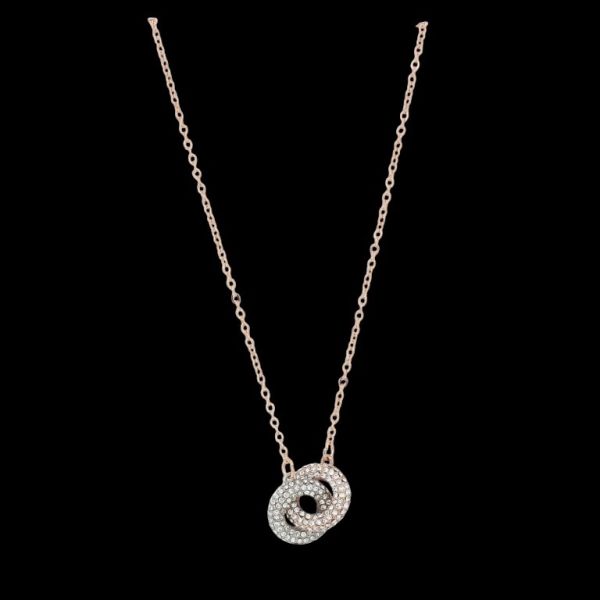 JEWELRY - NECKLACE - BRASS AND ZIRCON - CIRCLES К211 - 2.0x1.2cm ROSE GOLD-NICKEL-WHITE - PACKAGE 6pcs.