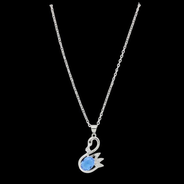 JEWELRY - NECKLACE - BRASS AND ZIRCON - SWAN К190 - 1.5x2.9cm NICKEL-WHITE-BLUE - 1pc.