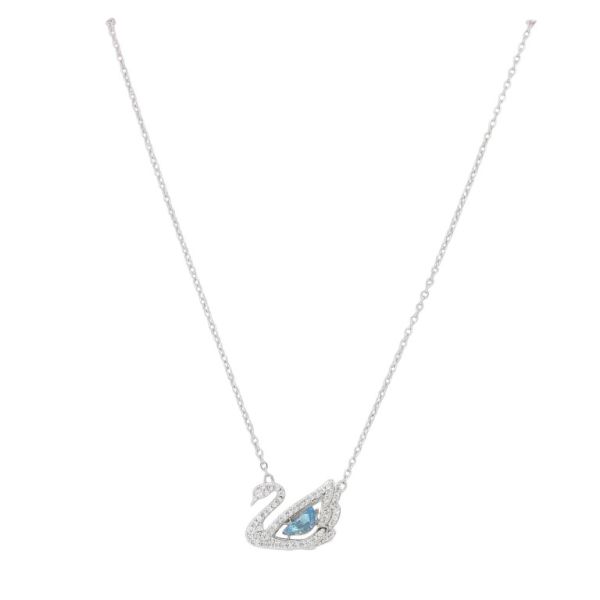 JEWELRY - NECKLACE - BRASS AND ZIRCON - SWAN К191 - 1.5x2.9cm NICKEL-WHITE-BLUE - PACKAGE 6pcs.
