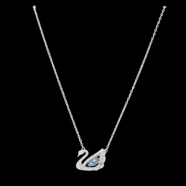 JEWELRY - NECKLACE - BRASS AND ZIRCON - SWAN К191 - 1.5x2.9cm NICKEL-WHITE-BLUE - PACKAGE 6pcs.