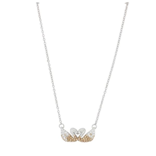 JEWELRY - NECKLACE - BRASS AND ZIRCON - SWANS К196 - 2.2x1.0cm NICKEL-WHITE-КАФЯВО (LIGHT) - PACKAGE 6pcs.