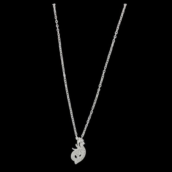 JEWELRY - NECKLACE - BRASS AND ZIRCON - PEACOCK К165 - 1.0x1.6cm NICKEL AND WHITE - PACKAGE 6pcs.