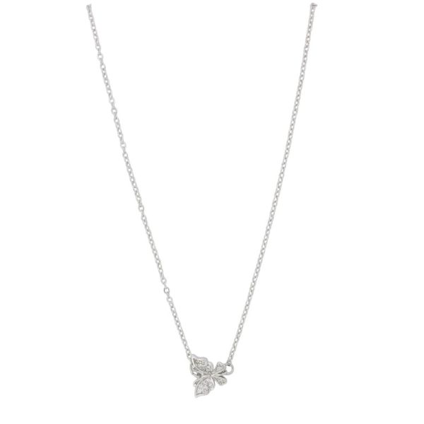 JEWELRY - NECKLACE - BRASS AND ZIRCON - BUTTERFLY К189 - 1.1x1.1cm NICKEL AND WHITE - PACKAGE 6pcs.