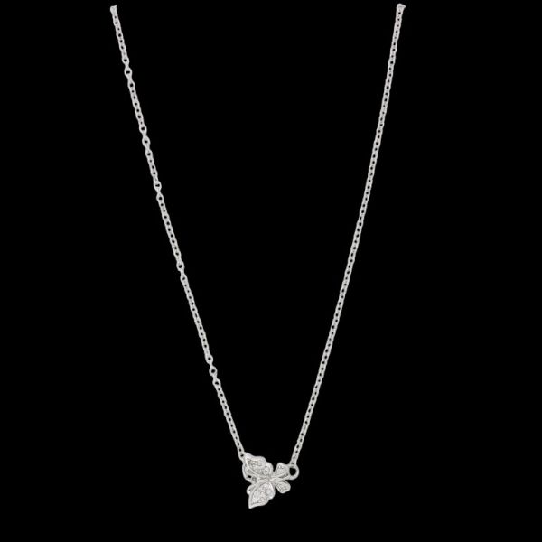 JEWELRY - NECKLACE - BRASS AND ZIRCON - BUTTERFLY К189 - 1.1x1.1cm NICKEL AND WHITE - PACKAGE 6pcs.