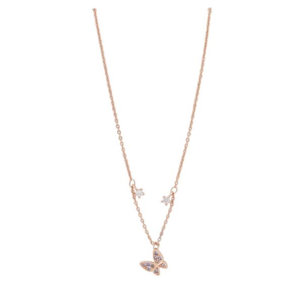 JEWELRY - NECKLACE - BRASS AND ZIRCON - BUTTERFLY К205 - 0.8x0.8cm ROSE GOLD-PINK-BLUE (LIGHT) - PACKAGE 6pcs.
