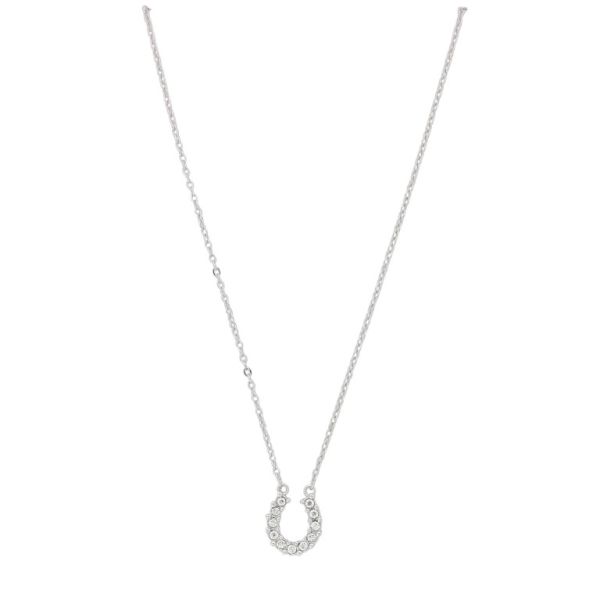 JEWELRY - NECKLACE - BRASS AND ZIRCON - HORSESHOE К173 - 1.0x1.2cm NICKEL AND WHITE - 1pc.
