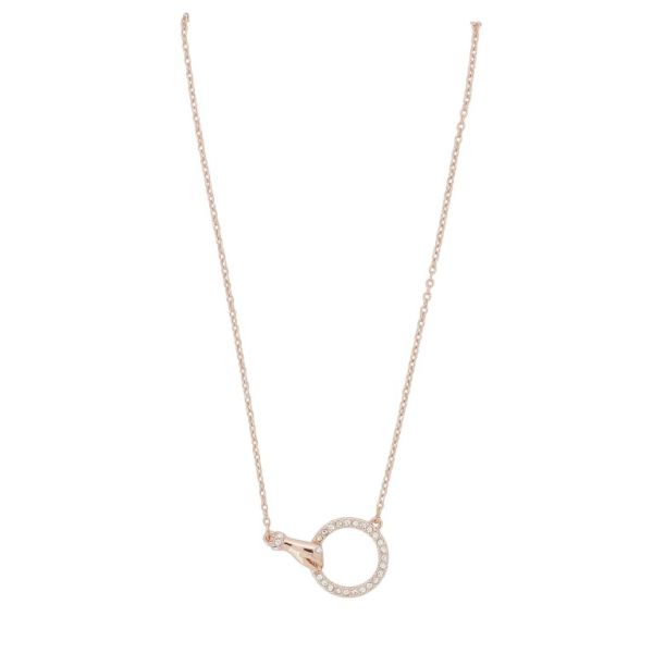 JEWELRY - NECKLACE - BRASS AND ZIRCON - HAND WITH HOOP К207 - 1.8x2.1cm ROSE GOLD AND WHITE - 1pc.