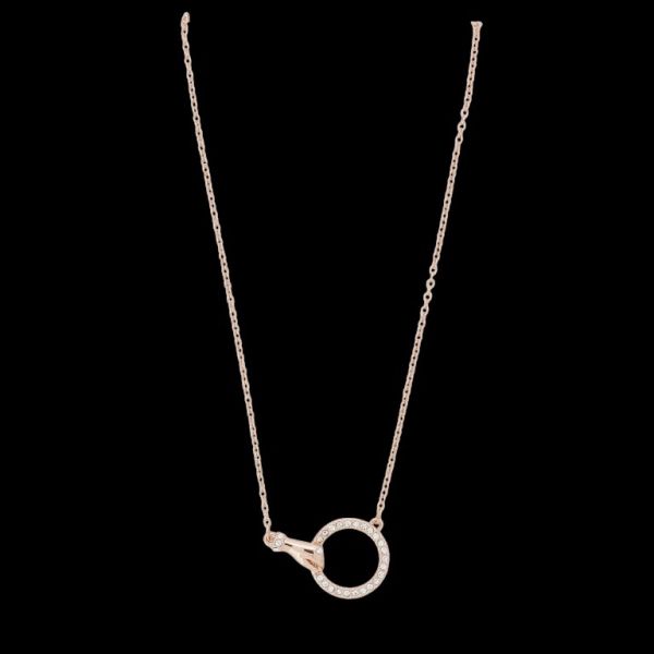 JEWELRY - NECKLACE - BRASS AND ZIRCON - HAND WITH HOOP К207 - 1.8x2.1cm ROSE GOLD AND WHITE - PACKAGE 6pcs.
