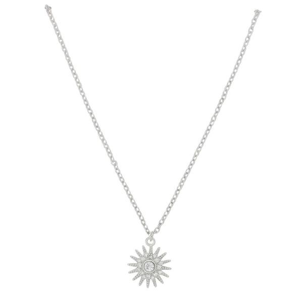 JEWELRY - NECKLACE - BRASS AND ZIRCON - SUN К168 - 1.3x1.5cm NICKEL AND WHITE - 1pc.