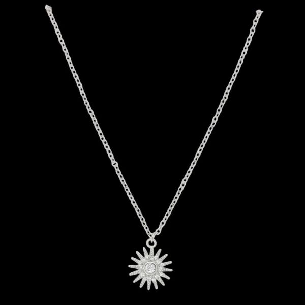 JEWELRY - NECKLACE - BRASS AND ZIRCON - SUN К168 - 1.3x1.5cm NICKEL AND WHITE - PACKAGE 6pcs.