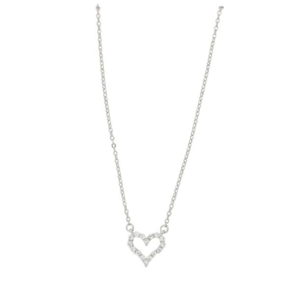 JEWELRY - NECKLACE - BRASS AND ZIRCON - HEART К161 - 1.5x1.4cm NICKEL AND WHITE - PACKAGE 6pcs.